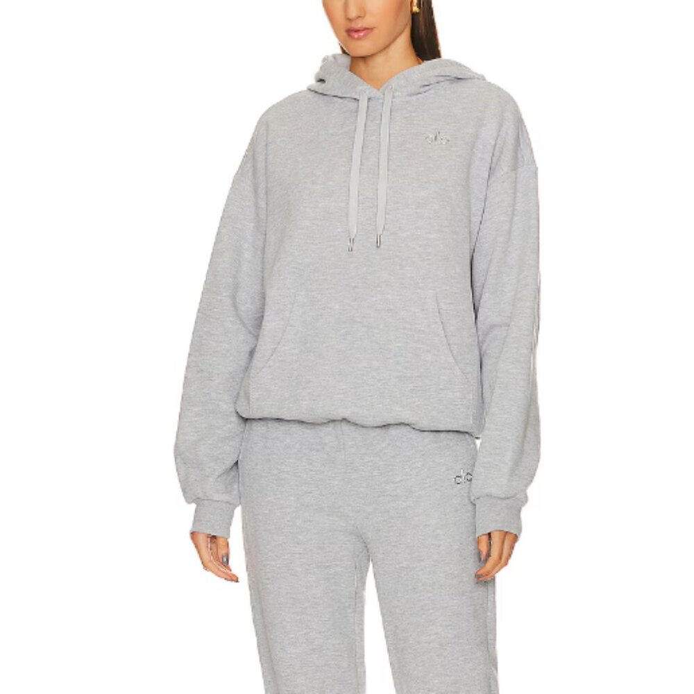 Alo Accolade Athletic Heather Gray Hoodie Oversize Relaxed Fit XS